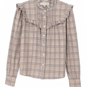 Checked Ruffle Blouse